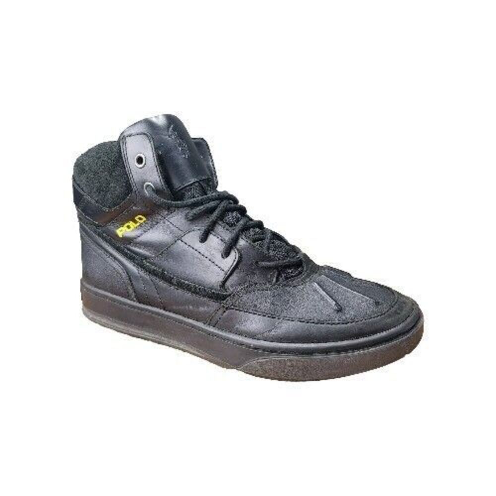 Polo Ralph Lauren Boots Levon Black Leather Suede Mens Size 8 D Rain Winter